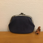 本革ぺたんこ仕切りがま小銭入れ（青レザー）