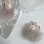 【再販】ビジューミニファー(グレージュ)ピアス