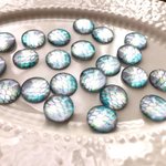 12mm★鱗柄★ガラスカボション(スカイホワイト)　20個