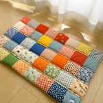 【受注生産・再販】53cm×88cm　パッチワークマルチマット　kukka132  ベビーキルト　ベビーマット　玄関マット