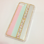 ストライプのiPhoneスマホケース キラキラ レジン スター星
