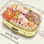 ミラー付サプリメントケース　fantasy rose garden ゴールド　レジン