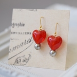 glass heart【cherry】ピアス/イヤリング