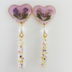 押し花レジンハート イヤリングorピアス
