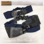 【送料無料】親子ペア❤︎ネルペイズリー×デニム風ダブルガーゼ ヘアバンド ターバン