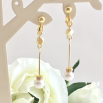 ゆらりコットンパールのシンプルイヤリング＊ピアス