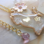 ◇1340再販６ 🌹ローズクオーツの猫とお花のネックレス🐈💖（ペンダント）