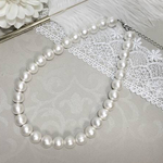 ホワイトコットンパール12mm38+6cmネックレスホワイト結婚式フォーマル卒業式入学式