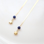 きらり星☆とラピスラズリ4（AAA）☆華奢なロングチェーン♡ピアス・イヤリング♪～6サイズセレクト♪【K18フック対応♪】