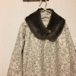 北欧調綿麻の肩落ちワンピナチュラルフラワーティペット付き