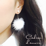 〈 ピアス 〉秋冬 ＊ パールとファーのピアス ＊ ホワイト