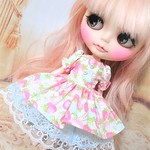 【クリスマスまで限定ＳＡＩＬ】ワンピース＆パニエセット(ピンク×水色)リカちゃんブライスなど22㎝ドール用　ｋ9