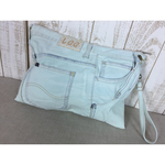 期間限定SALE価格!!大きめ デニム リメイク クラッチバッグ No.073