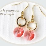 +angelo+スワロフスキー 6428のピアス(p-024)ローズピーチ G  