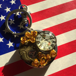 歯車と黄薔薇のバッグハンガー