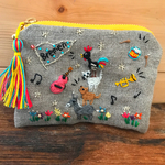 ブレーメンの音楽隊♪ミニ刺繍ファスナーポーチ