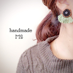再販29♡ビーズ刺繍とカーキフリンジピアス