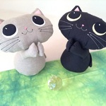 ＊BREEZE工房様　オーダー品＊　祈り猫のぬいぐるみ （リネン）（黒）