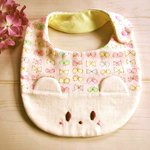 ちょうちょとリボン柄＊ふんわりダブルガーゼのくまちゃんスタイ　