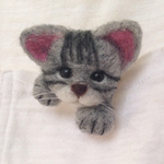 猫ブローチ アメショー 子猫 羊毛フェルト