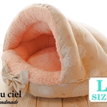 ラスト1点!!　ハウスベッド　シープボア（ピンク）×キラキラドイリー（ベージュ）　Ｌサイズ