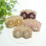 大人かわいいお花ビーズピアス(暖色)