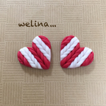 赤ボーダー♡ニット模様ピアスorノンホールピアス