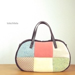 そらまめバッグ(wool patch -pale tone #4-)