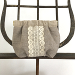 リネン ふわふわバネポーチ（ワイドレース）