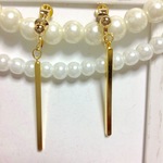 ゴールドメタル棒 シンプルイヤリング・ピアス
