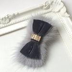Fur & velvet ribbon clip☆Glay