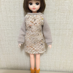 リカちゃん  ツイードニット切り替えワンピース
