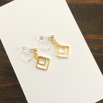 スクエア♦︎キラキラ揺れる華奢イヤリング