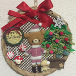 羊毛フェルトクマさんサンタのクリスマスリース☆
