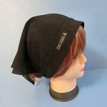 紺色ニット地　後ろゴム・ギャザー入りバブーシュカ・三角巾