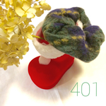 縮絨ウール handmadeシュシュ アーガイル クリスマスプレゼントにも。