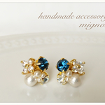キュービックジルコニア〜お花ビジューピアス