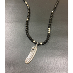 SV925FEATHER ONYXBEADS NECKLACE