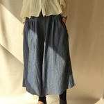 コットンリネンのガウチョパンツ（インディゴ）
