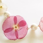 ポピー押し花　押し花ネックレス　B