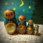 Ｉ様オーダー品＊フクロウ一家マトリョーシカ４体＊夜のお散歩🎶
