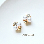 ホワイトパール×スワロフスキービジューピアス/イヤリング