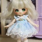 オビツ11冬柄ワンピA青３点セット