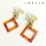 brown square／イヤリングorピアス