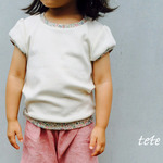 【size90】キッズ パフスリーブＴシャツ（生成×プチフラワー）