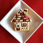 クリスマスのお家　クッキーのブローチ▲赤いコトリ