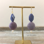 ヴィンテージ風パープルとネイビーの大ぶりピアス