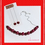 SALE♥チェリーパールのネックレス＆ピアス／イヤリングＳＥＴ＃２