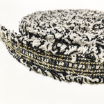 25㎜幅 ツイードリボン［ブラック×ホワイト×ゴールド］ 