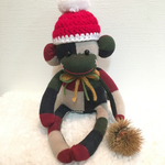 ソックモンキー(クリスマス帽子付き)